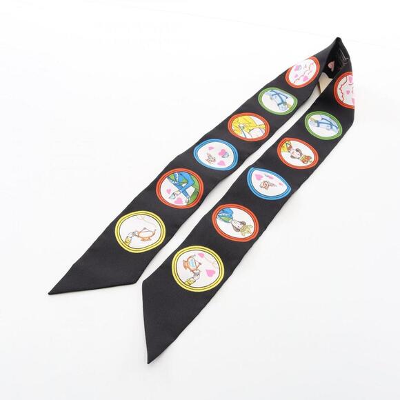 HERMES Black Silk Scarf - Picture 5 of 6